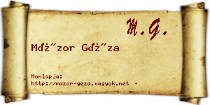 Mázor Géza névjegykártya